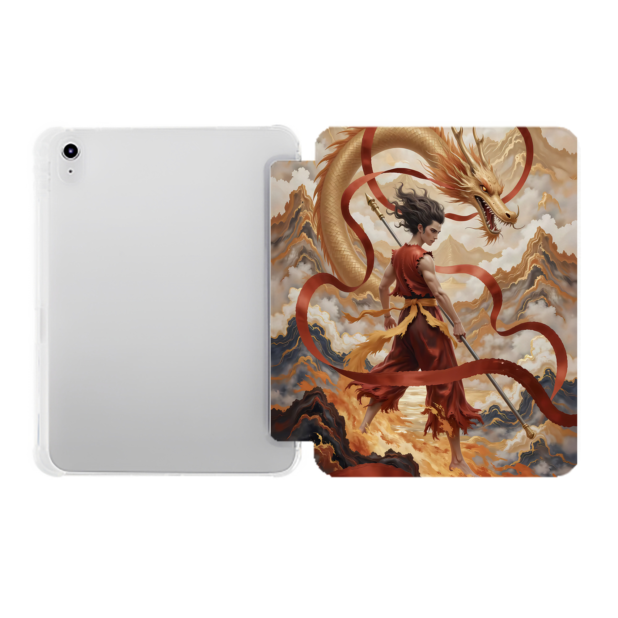 （画像用） Ne Zha 2 ナタ 魔童の大暴れ IPad ケース ペン収納付き 三つ折りスタンド PUレザー×シリコン 対応機種9.5/10.5/10.9インチ